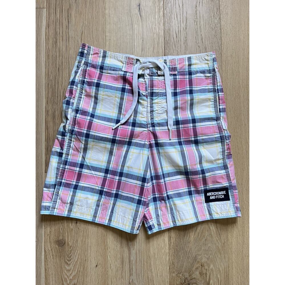 Abercrombie & Fitch Swim Trunks Mens M Tugger Y2K Resort Board Shorts Plaid